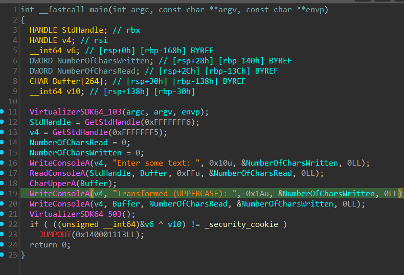 Original code in IDA before virtualization